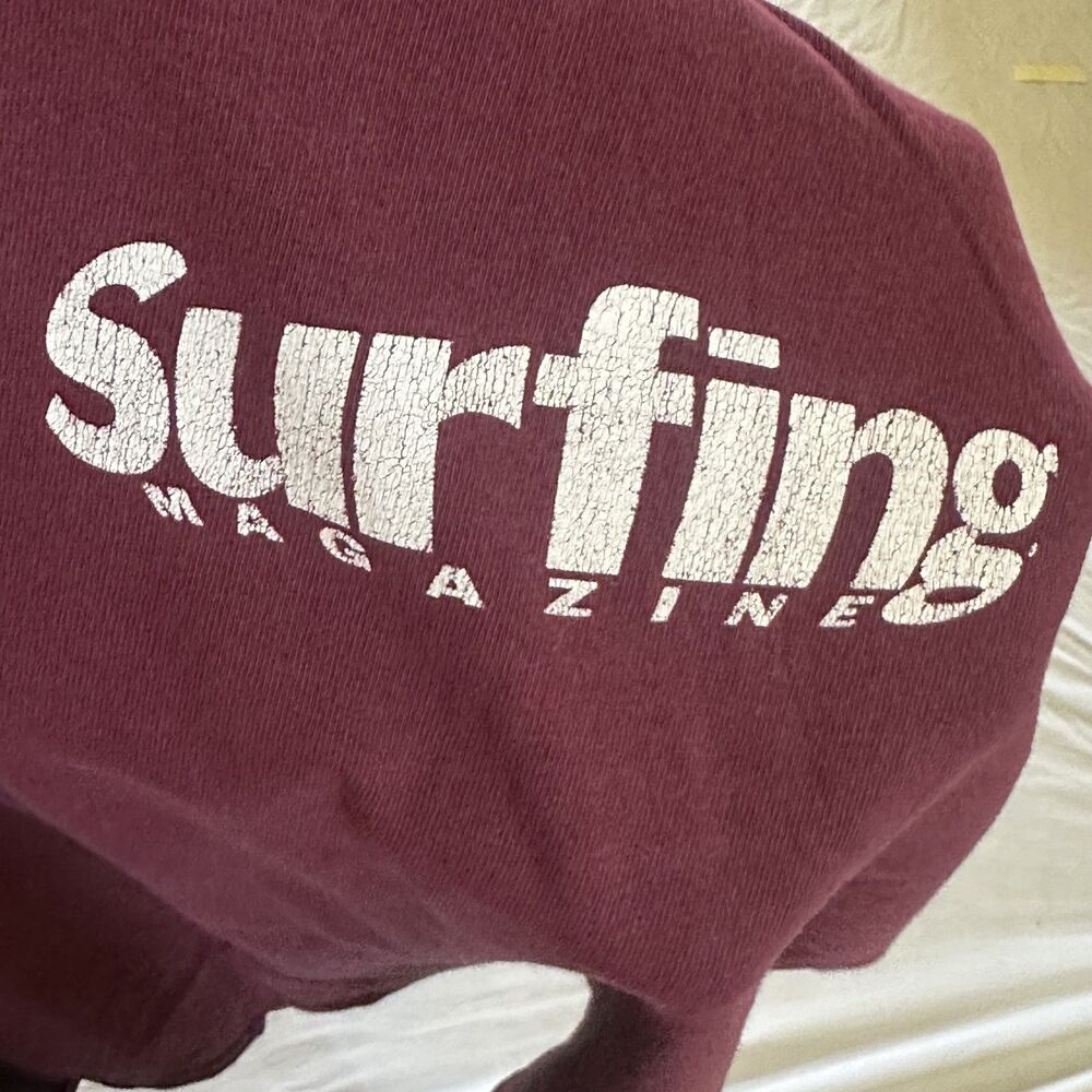 Y2K Surfing Magazine Logo T-Shirt Burgundy XL Tultex Cotton",